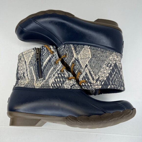 Sperry Top-Siders Womens STS97761 Blue Geometric Ankle Size 7.5 Rain Boots - Picture 6 of 9